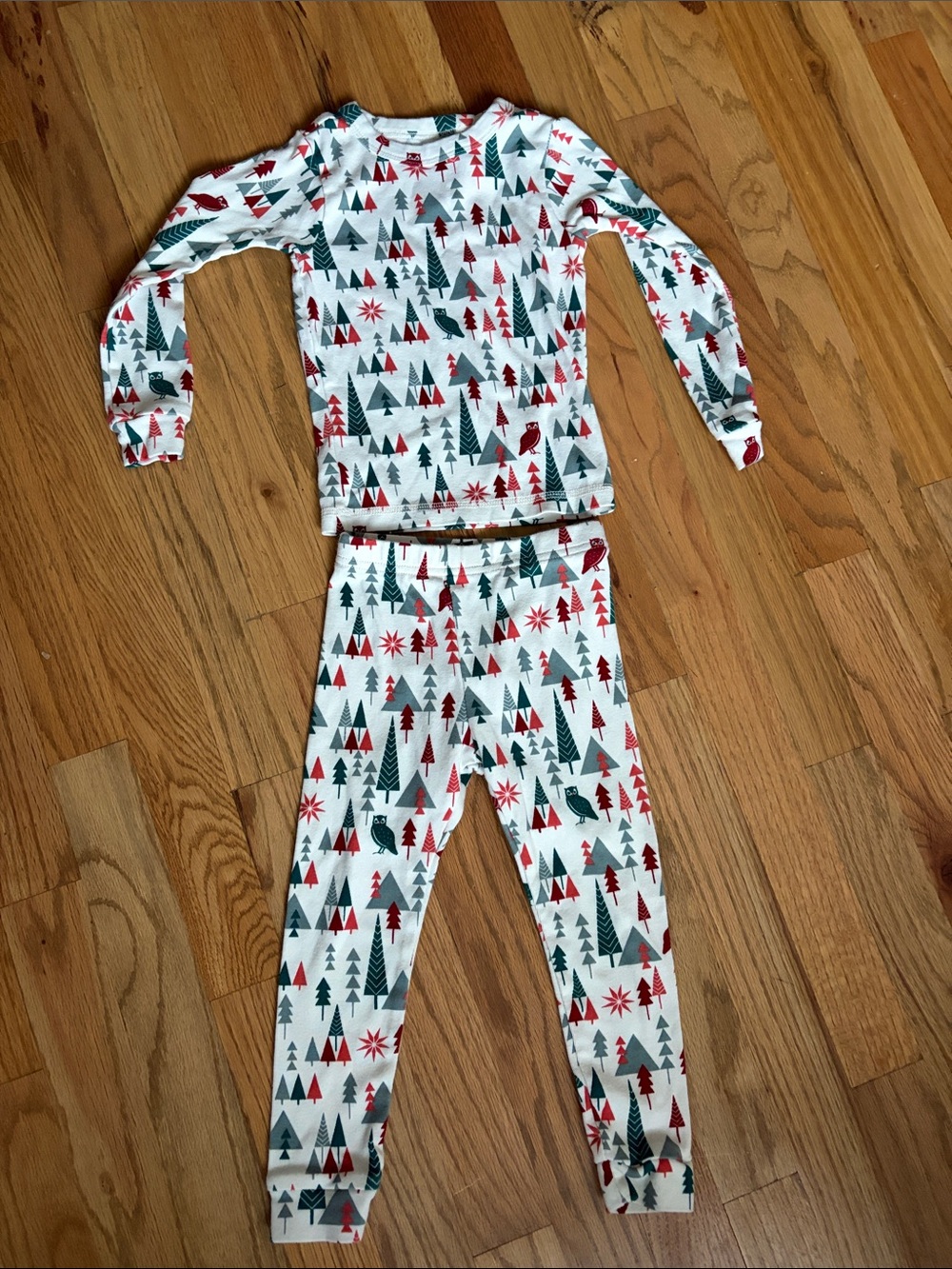 Tea Collection White Holiday Tree Print Kids Pajama Set - NWOT